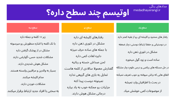سطوح 3 گانه ی اتیسم چیست.