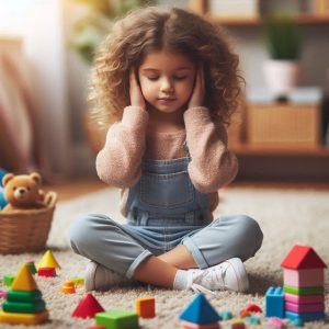 کودک با گذاشتن دست روی گوشش خودش را آرام می کند.